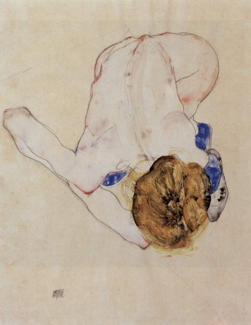 Desnudo femenino inclinado hacia adelante de Egon Schiele