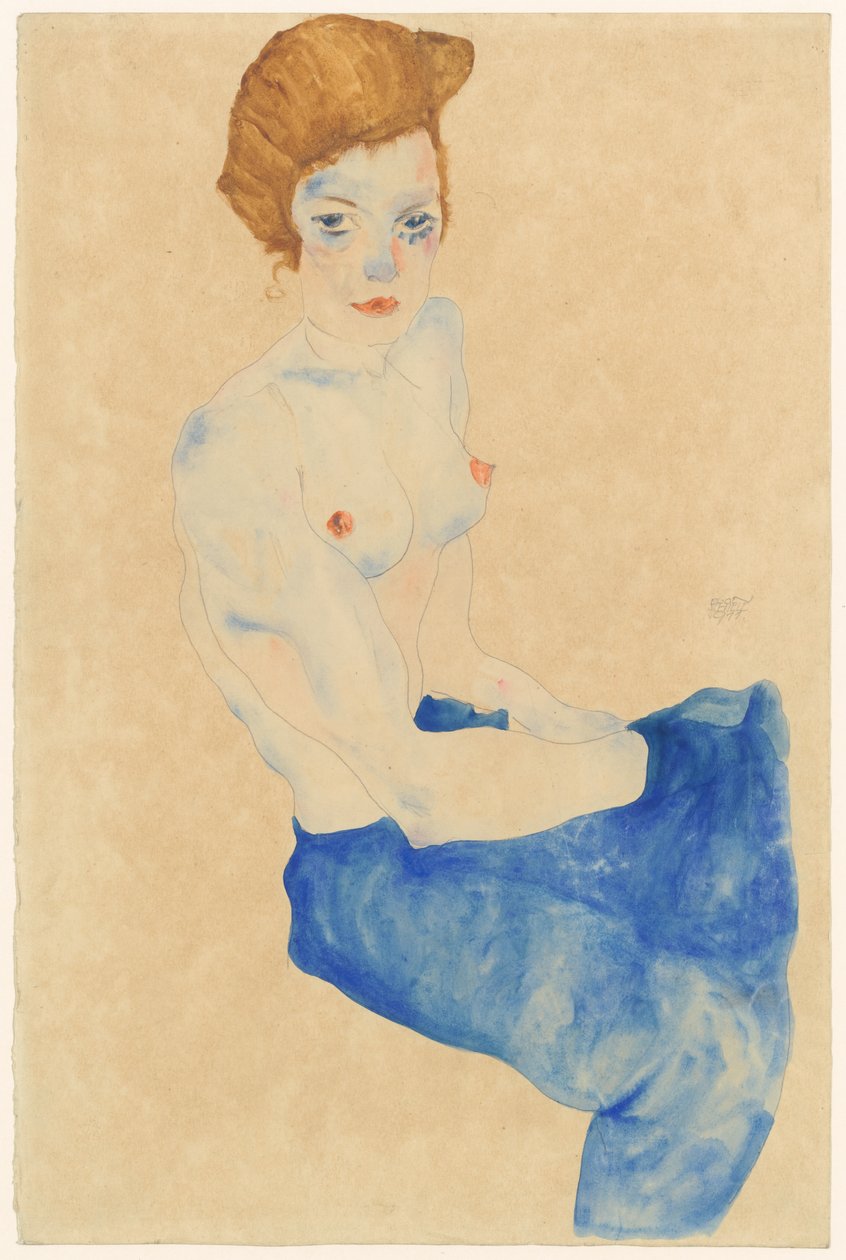 Desnudo azul sentado de Egon Schiele