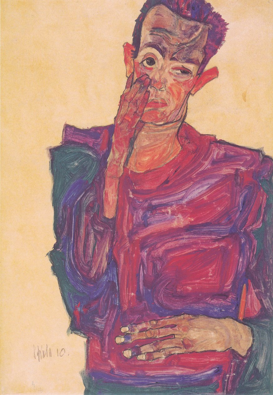 Autorretrato con párpado bajado de Egon Schiele