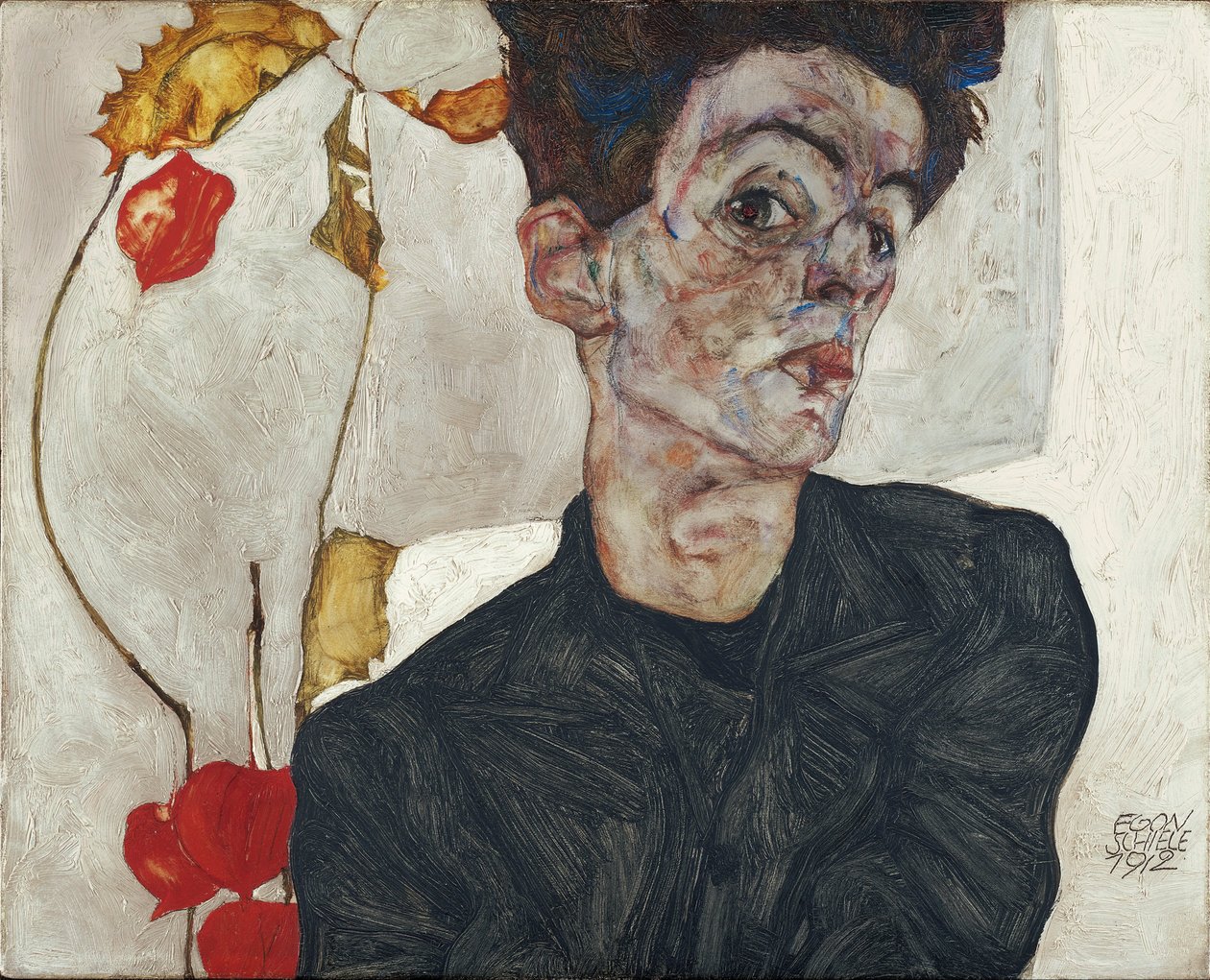 Autorretrato con Physalis de Egon Schiele