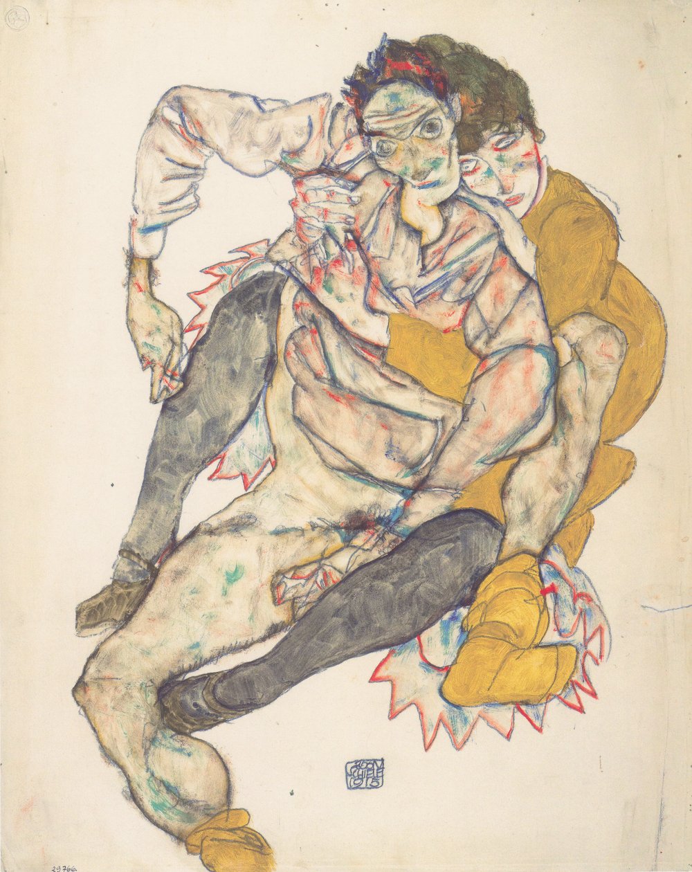 Pareja sentada de Egon Schiele