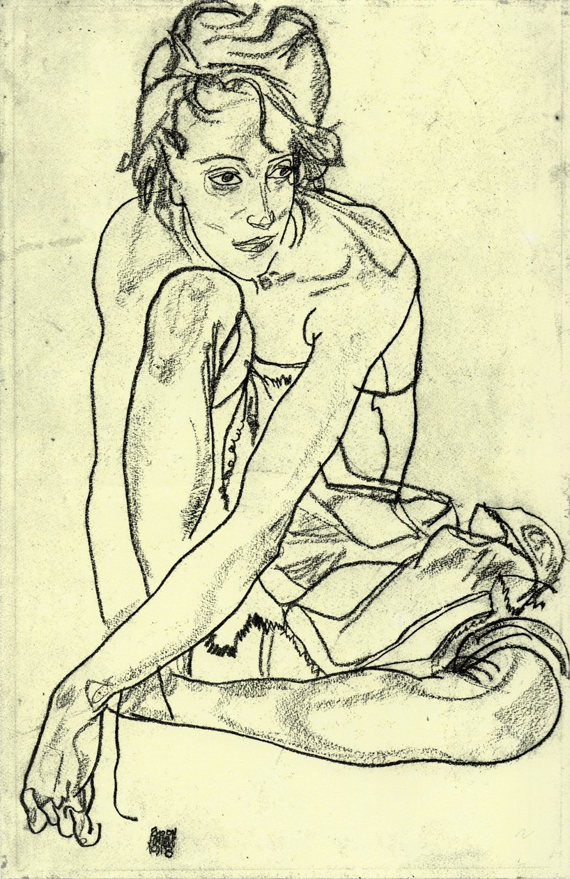 Mujer en cuclillas de Egon Schiele
