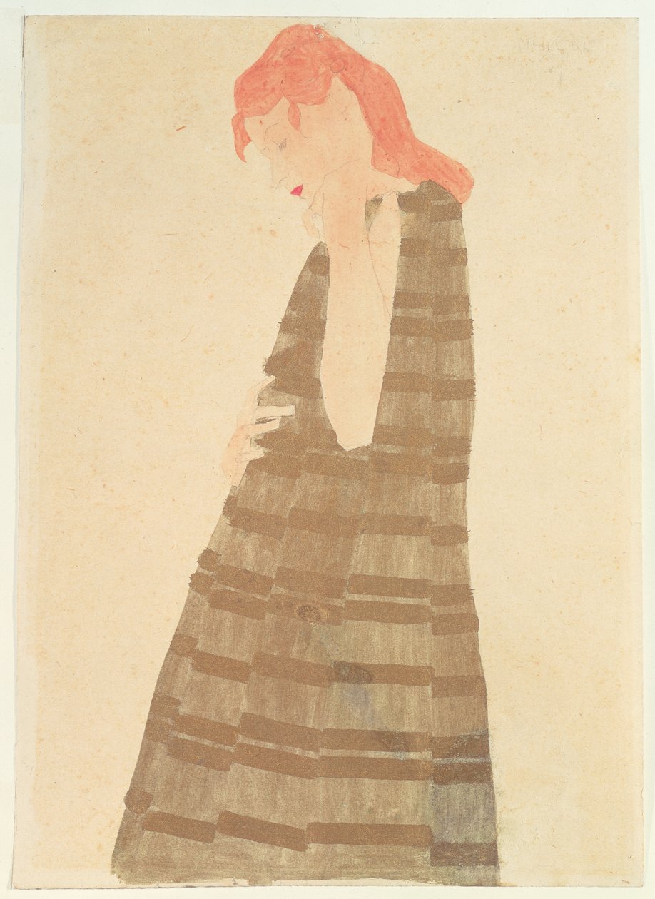 Mujer con capa dorada, 1908 de Egon Schiele
