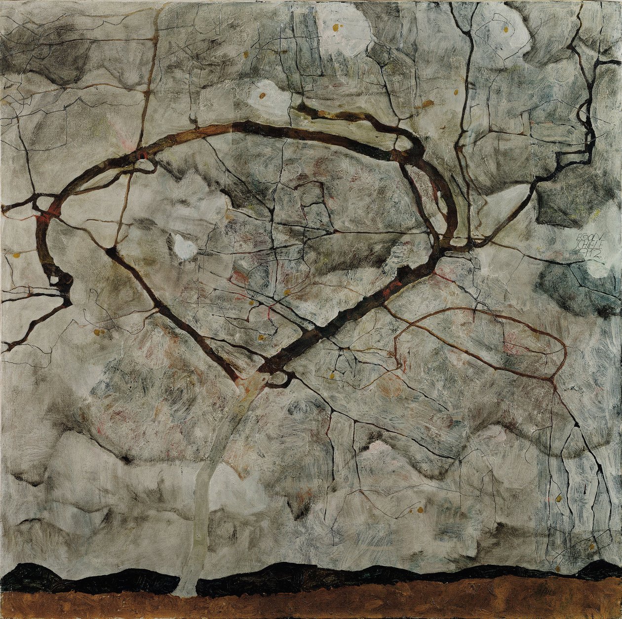 Árbol de otoño en aire turbulento, 1912 de Egon Schiele