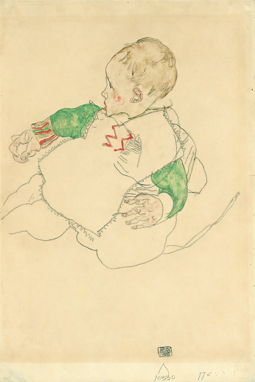 Niño con mangas verdes de Egon Schiele