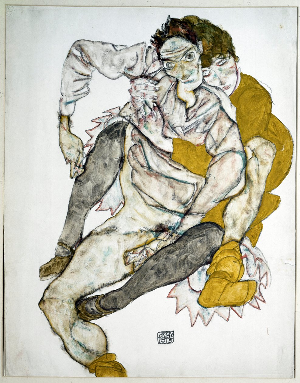 Pareja sentada (dibujo de Egon Schiele) de Egon Schiele