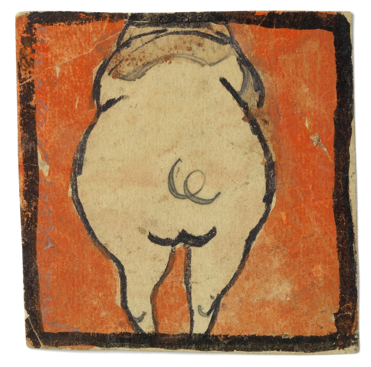 Entwurf für eine Wanddekoration im Atelier Wattmanngasse (Schwein von hinten?) de Egon Schiele