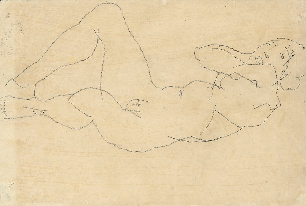 Desnudo femenino con las manos detrás de la cabeza, 1914 de Egon Schiele