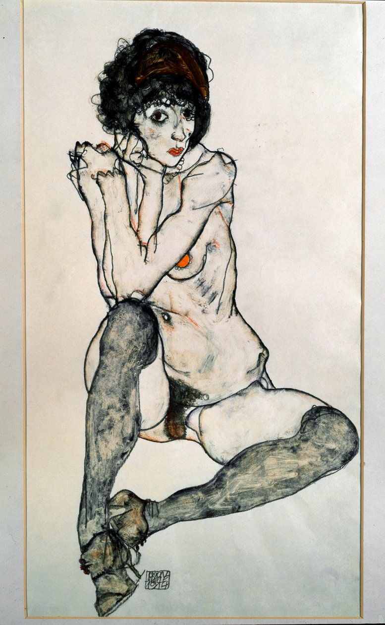 Desnudo femenino sentado. Dibujo de Egon Schiele de Egon Schiele