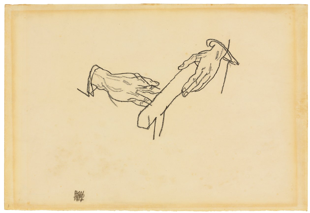 Estudio de manos, Dr. Viktor Ritter von Bauer, 1917 de Egon Schiele
