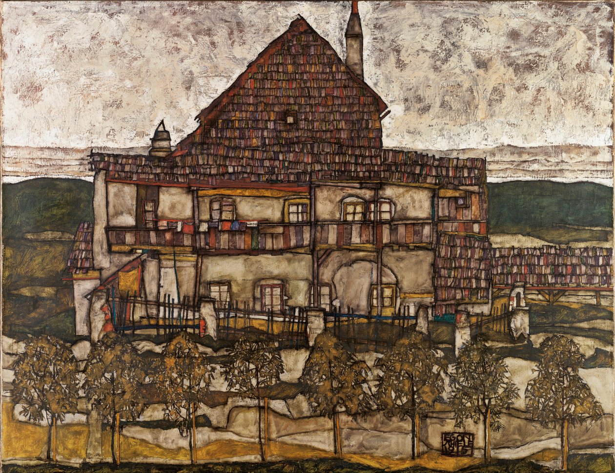 Casa con techo de tejas (Casa antigua II) - Schiele, Egon (1890-1918) - 1911 - Óleo sobre lienzo - 110x140 - Museo Leopold, Viena de Egon Schiele