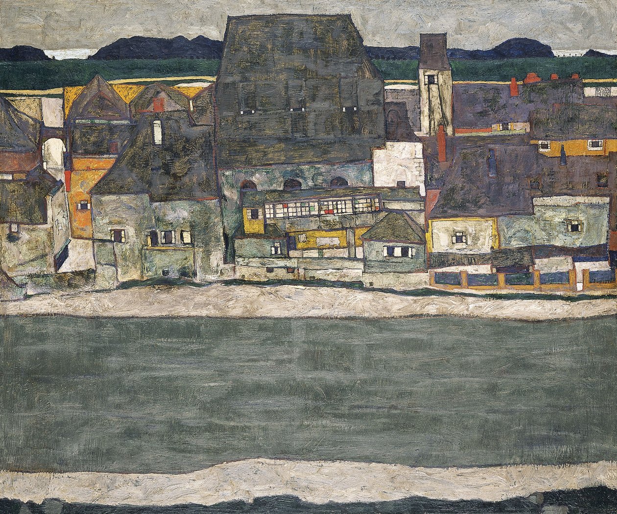 Casas en el río El casco antiguo, 1914 de Egon Schiele
