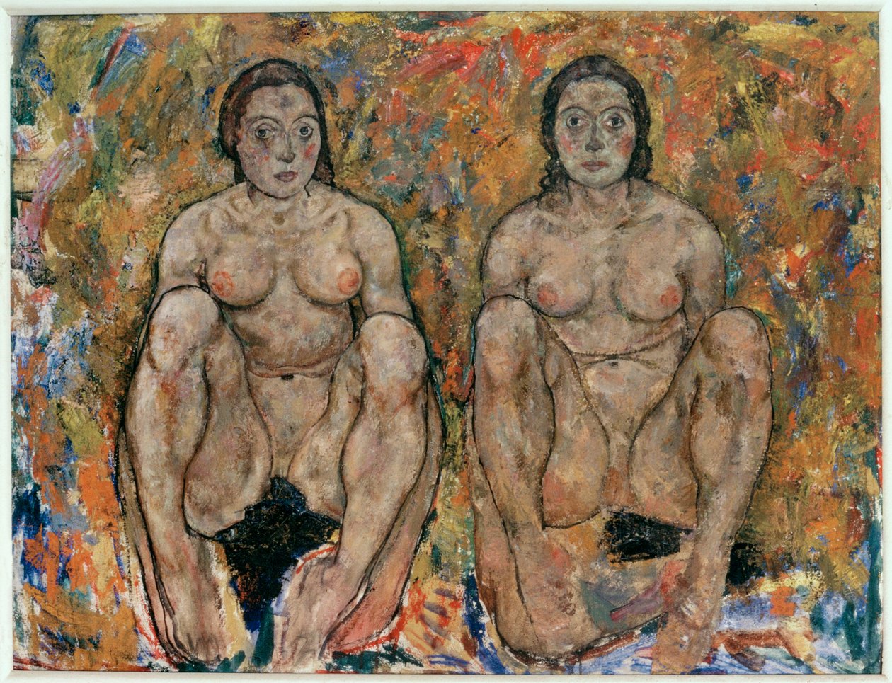 Kauernde Frauen [Mujeres en cuclillas] (óleo y gouache) de Egon Schiele
