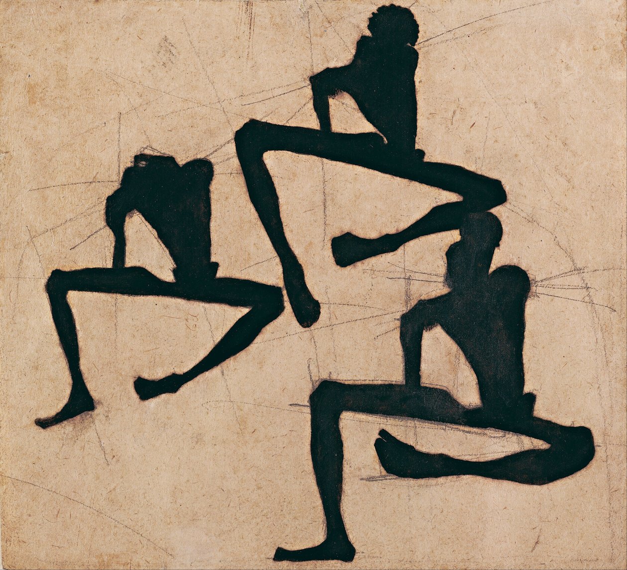 Komposition dreier Männerakte de Egon Schiele