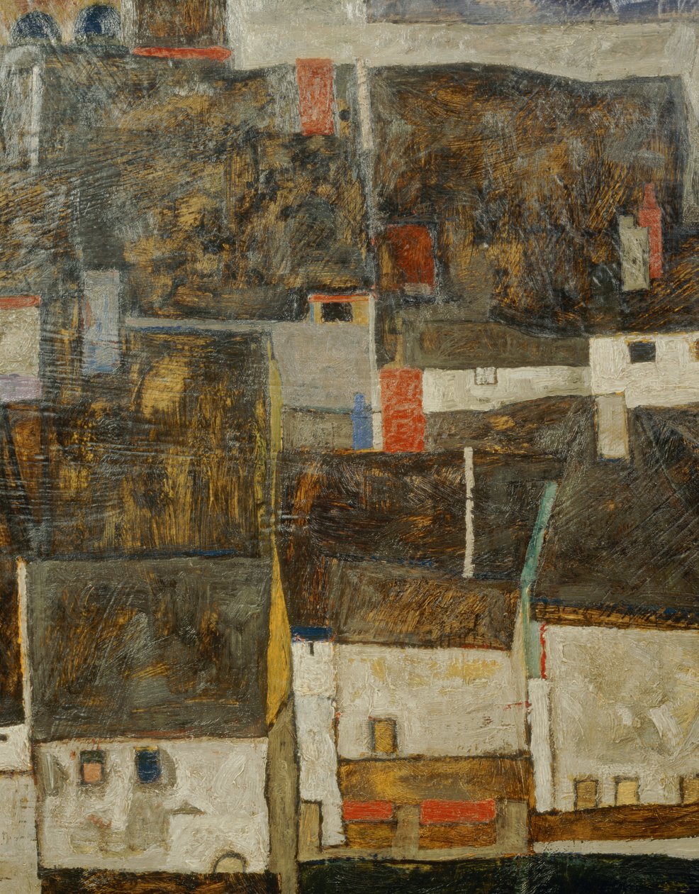 Krumau y der Moldau Krumau en el río Moldava, República Checa ... (óleo sobre lienzo) de Egon Schiele