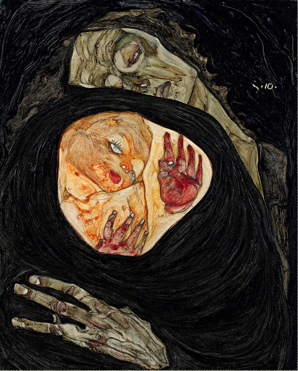 La madre muerta. Pintura de Egon Schiele (1890-1918), óleo sobre madera de Egon Schiele
