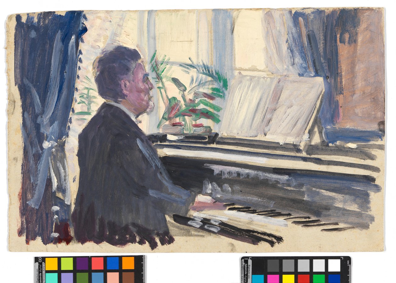 Leopold Czihaczek al piano (boceto) de Egon Schiele
