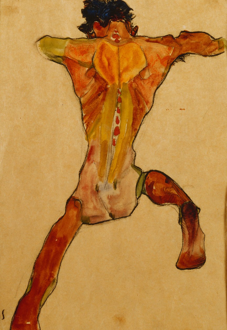 Desnudo masculino visto desde atrás de Egon Schiele