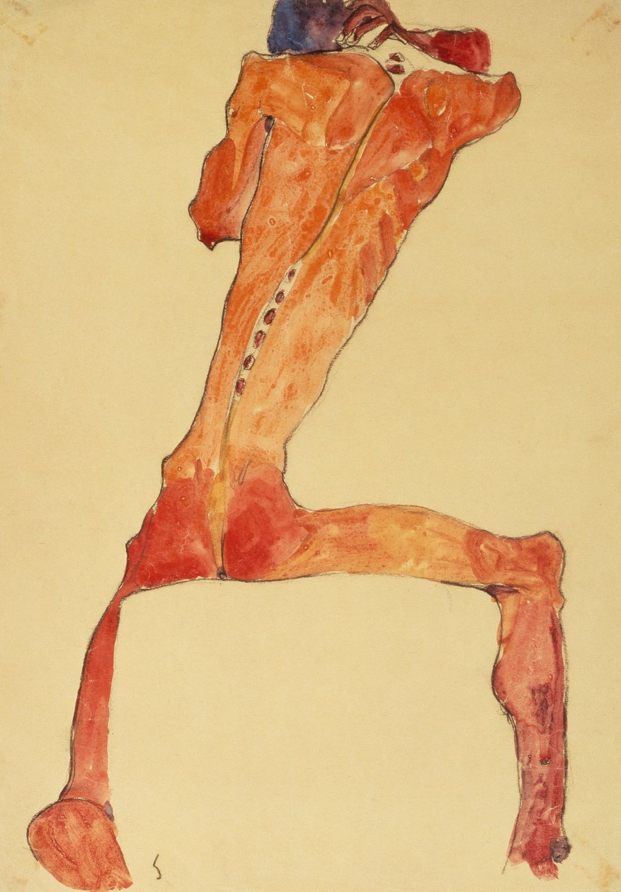 Mannerruckenhaut (lápiz y acuarela) de Egon Schiele