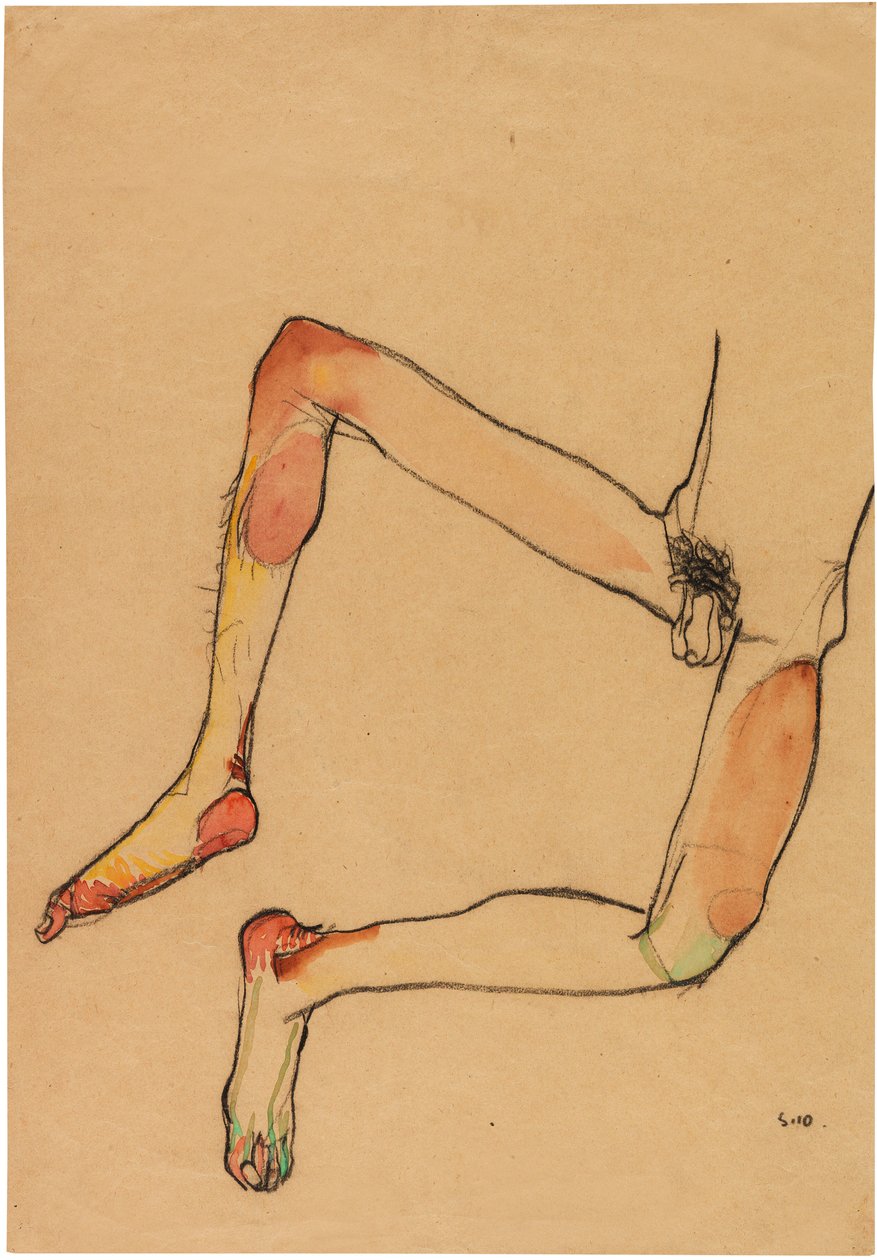 Abdomen masculino desnudo, 1910 de Egon Schiele