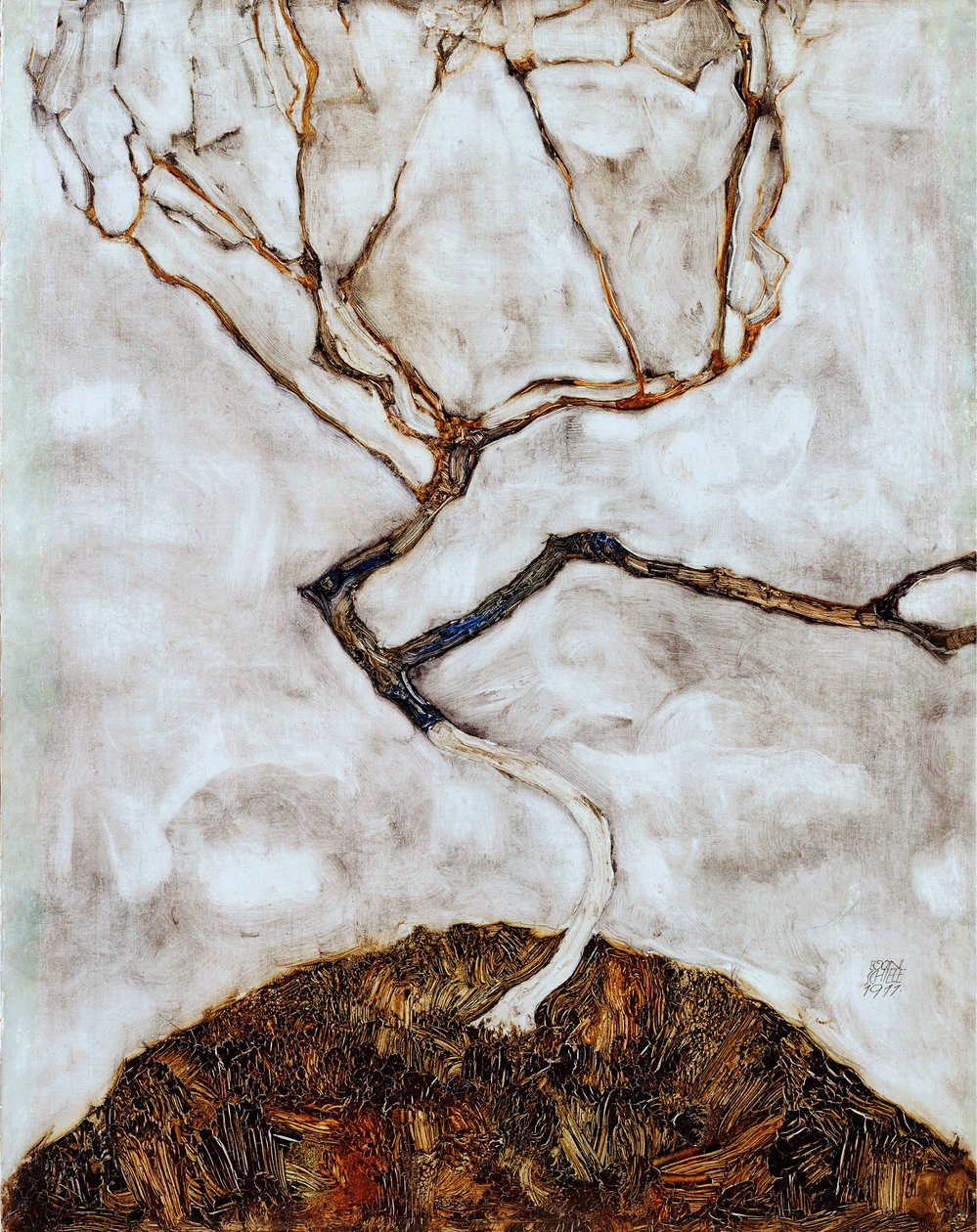 Pequeño árbol a finales de otoño - Pintura de Egon Schiele (1890-1918) óleo sobre lienzo (42x33,5 cm) de Egon Schiele