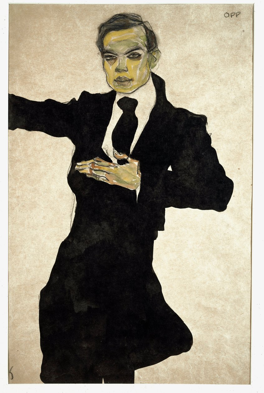 Retrato de Max Oppenheimer, pintor alemán Dibujo de Egon Schiele de Egon Schiele