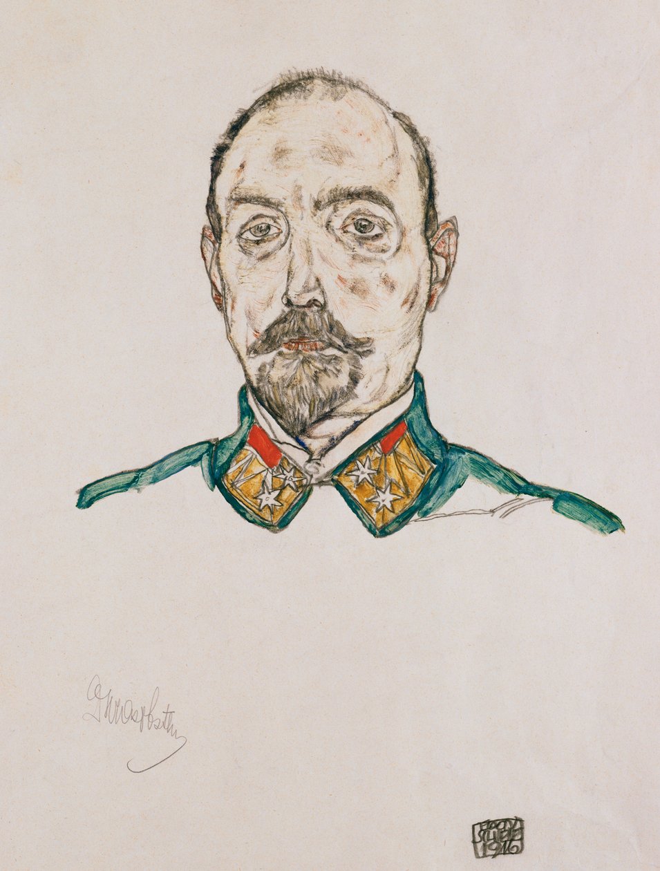 Retrato de un primer oficial de Egon Schiele