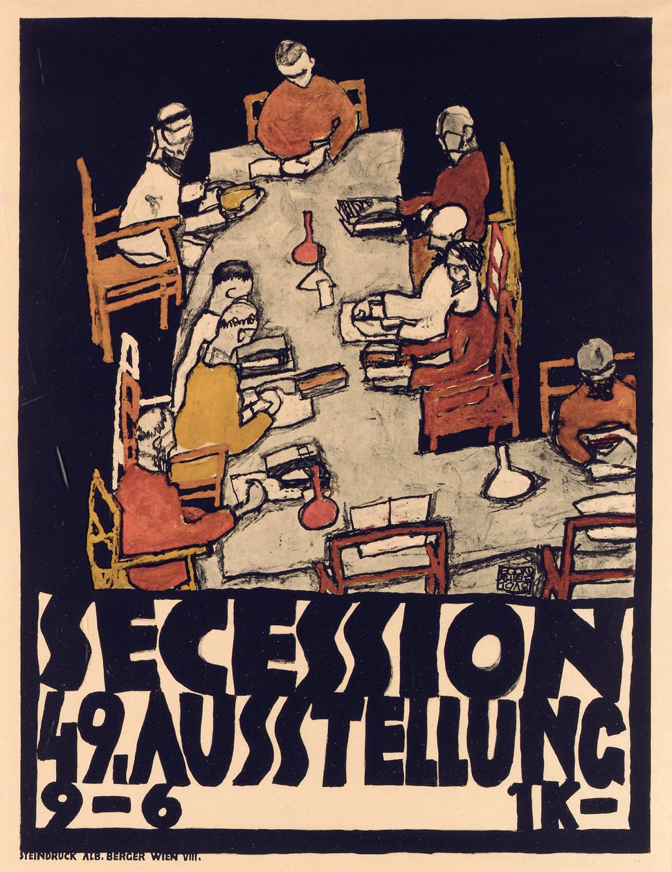 Póster anunciando la Exposición Secession 49 de Egon Schiele