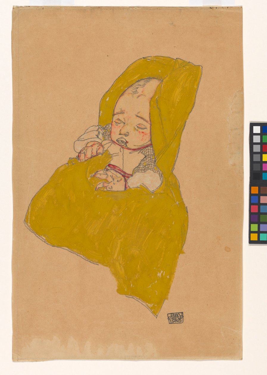 Säugling im Wickelpolster de Egon Schiele