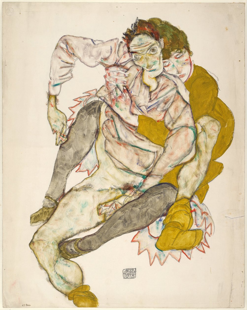 Pareja sentada de Egon Schiele