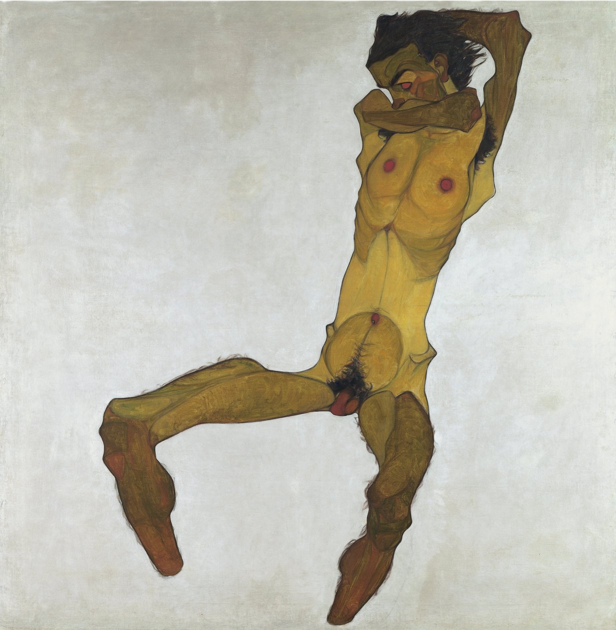 Desnudo masculino sentado (Autorretrato)  de Egon Schiele