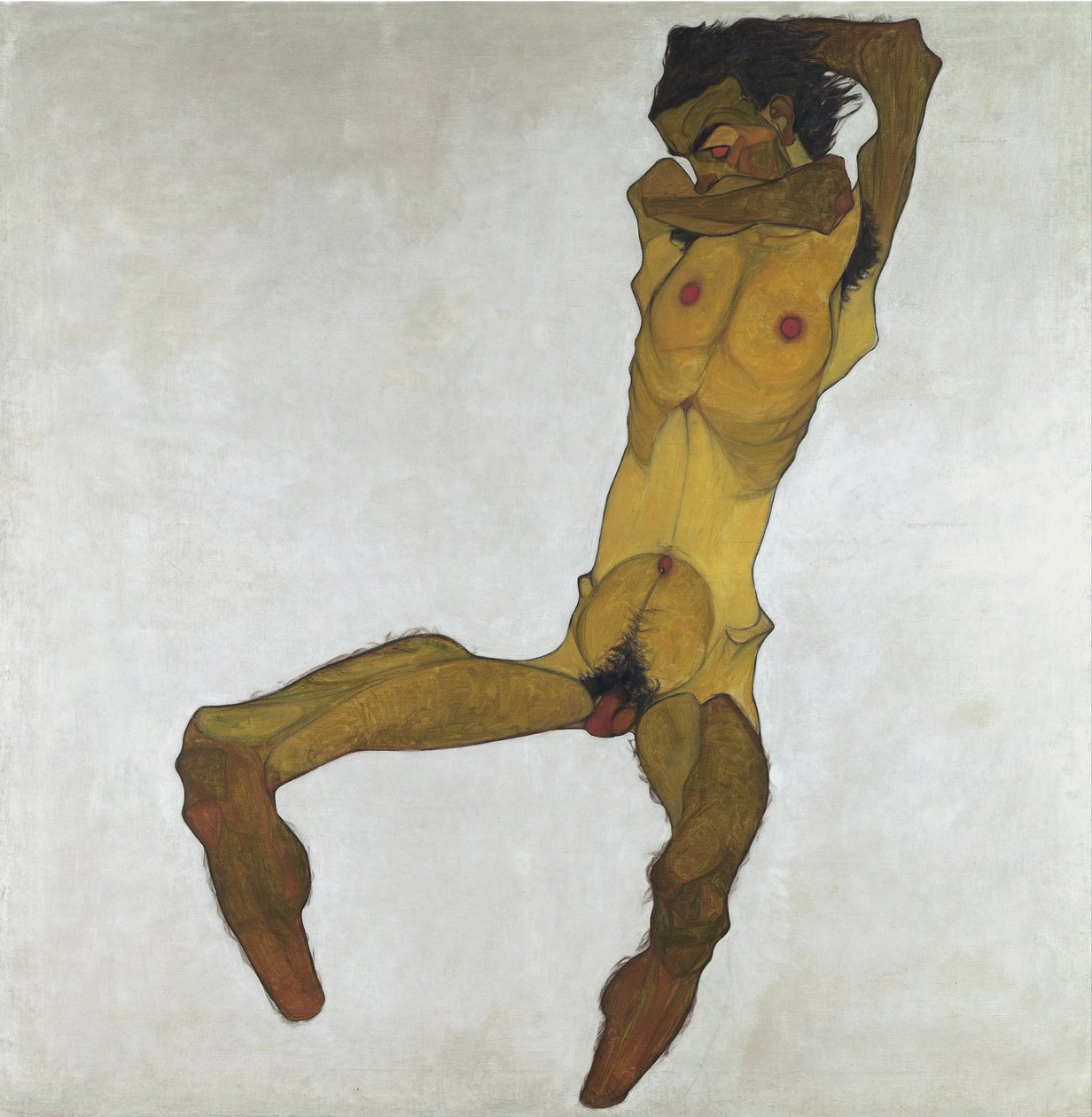 Desnudo masculino sentado (Autorretrato) - Schiele, Egon (1890-1918) - 1910 - Óleo sobre lienzo - 152,5x150 - Museo Leopold, Viena de Egon Schiele
