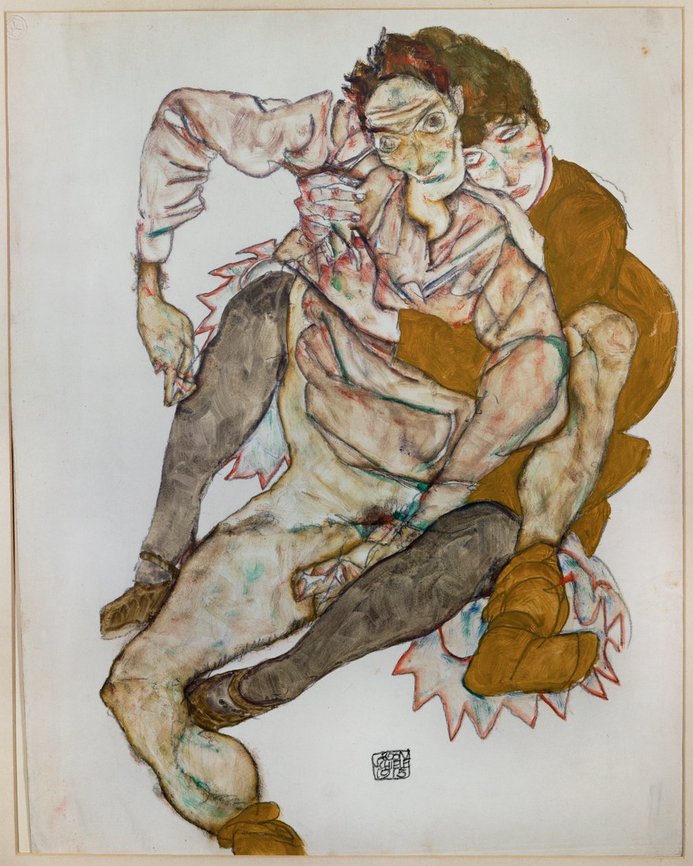 Pareja sentada de Egon Schiele