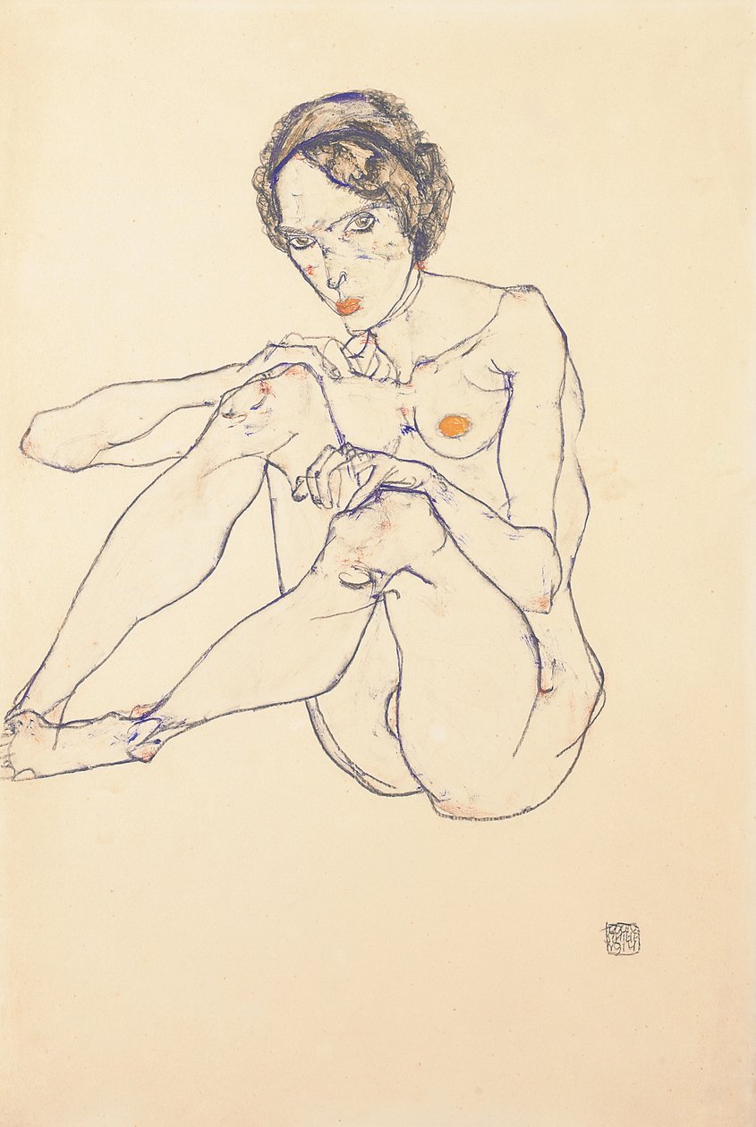 Desnudo femenino sentado, 1914 de Egon Schiele