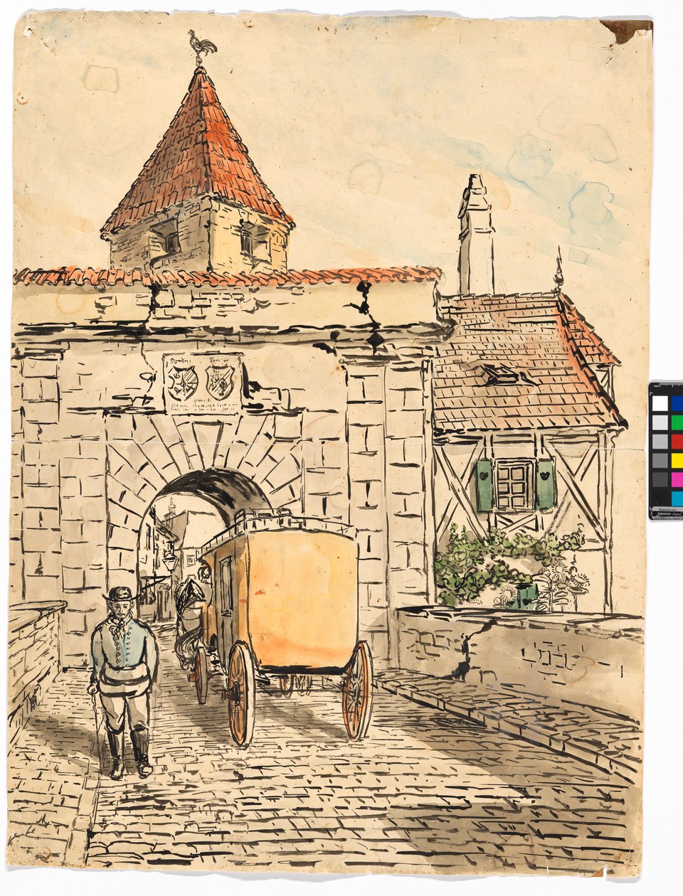 Puerta de la ciudad con carruaje (Trabajo de estudiante) de Egon Schiele