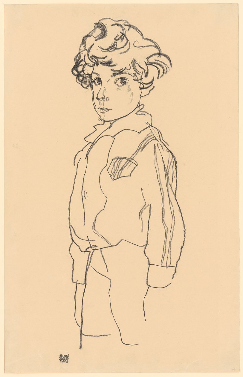 Niño de pie de Egon Schiele