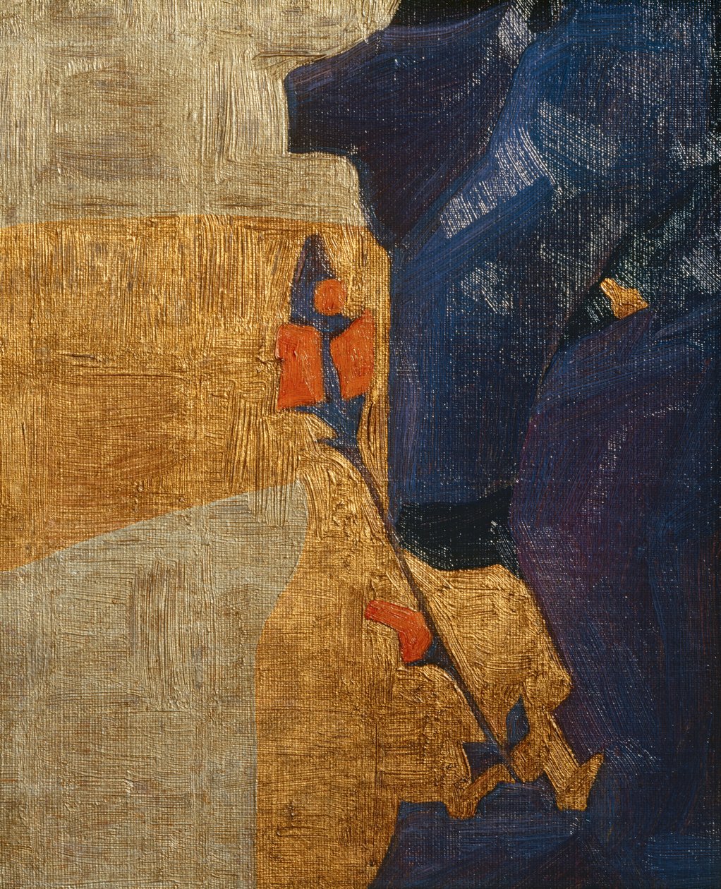 Flor estilizada sobre fondo decorativo ... (bronce) de Egon Schiele