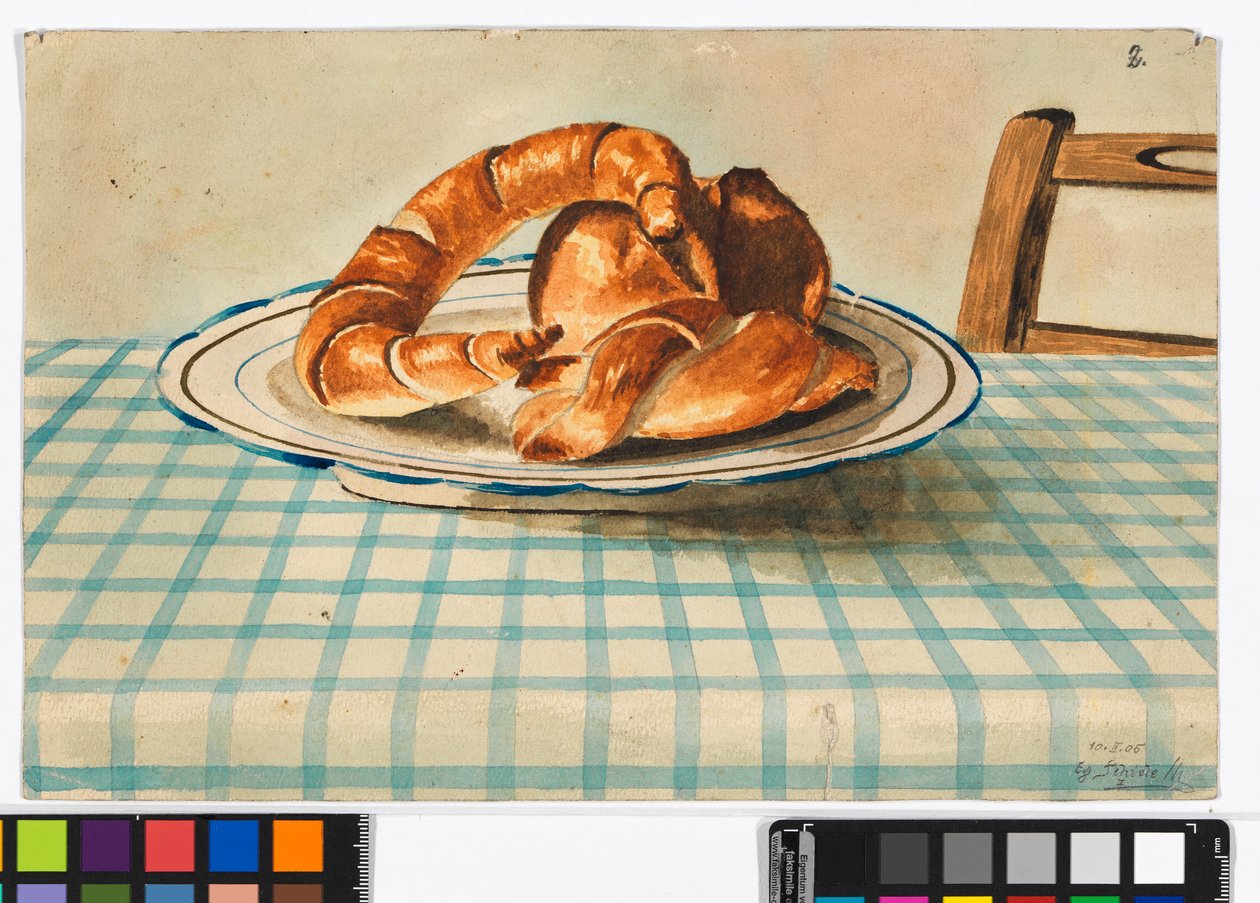 Stillleben mit Gebäck de Egon Schiele