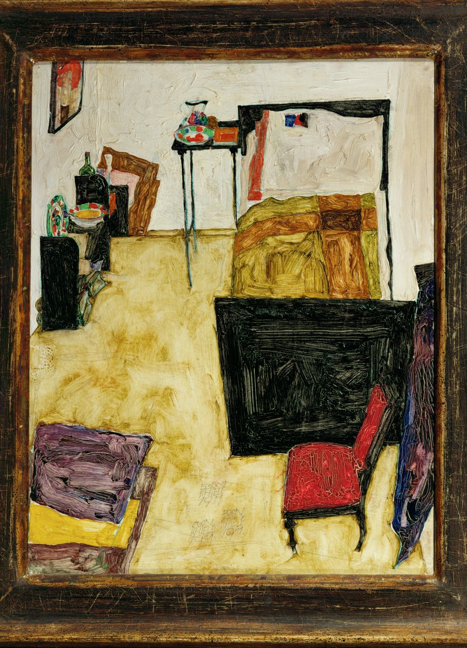 Habitación del artista en Neulengbach, Austria (óleo sobre madera) de Egon Schiele