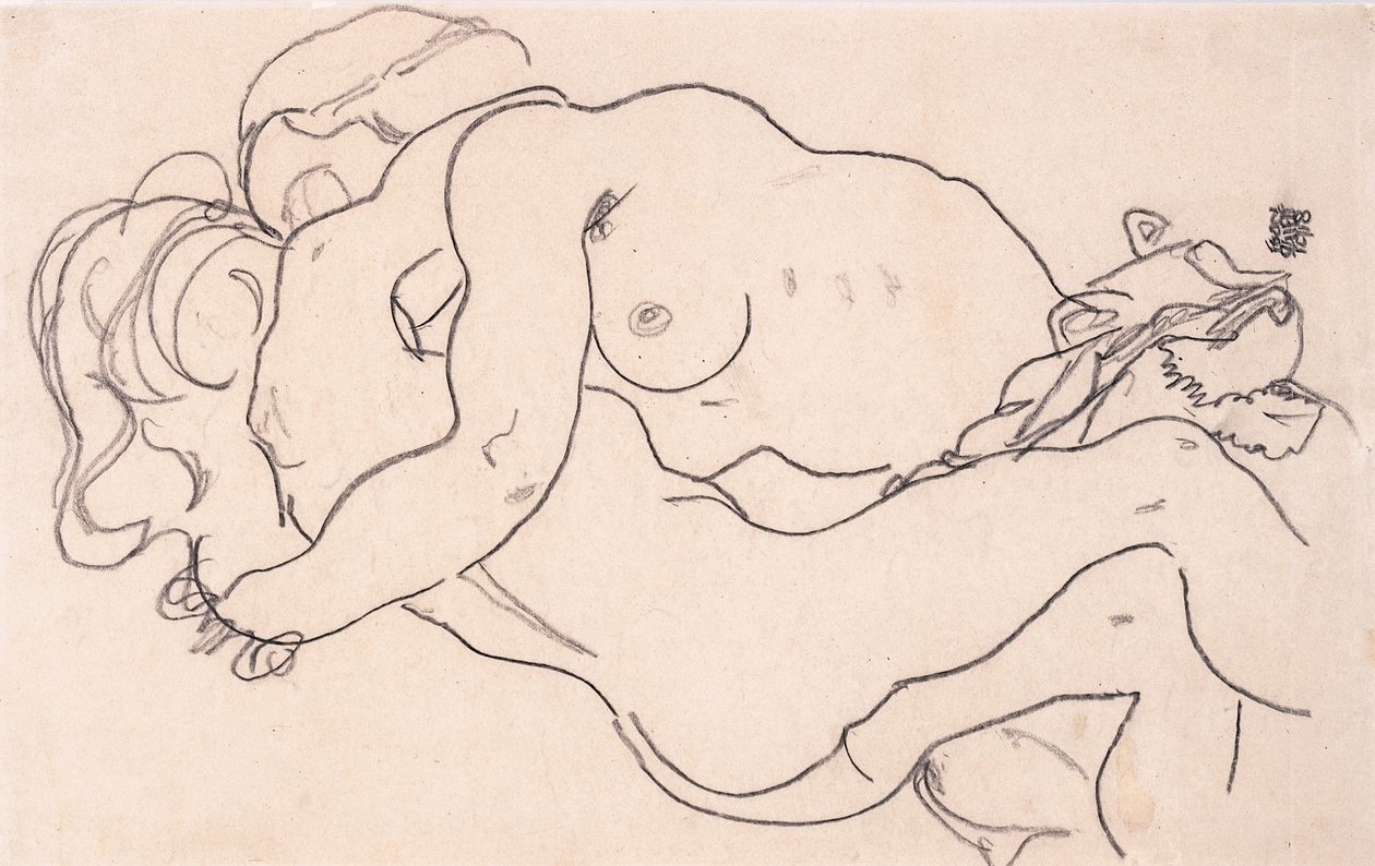 Dos desnudos femeninos abrazados, 1918 de Egon Schiele