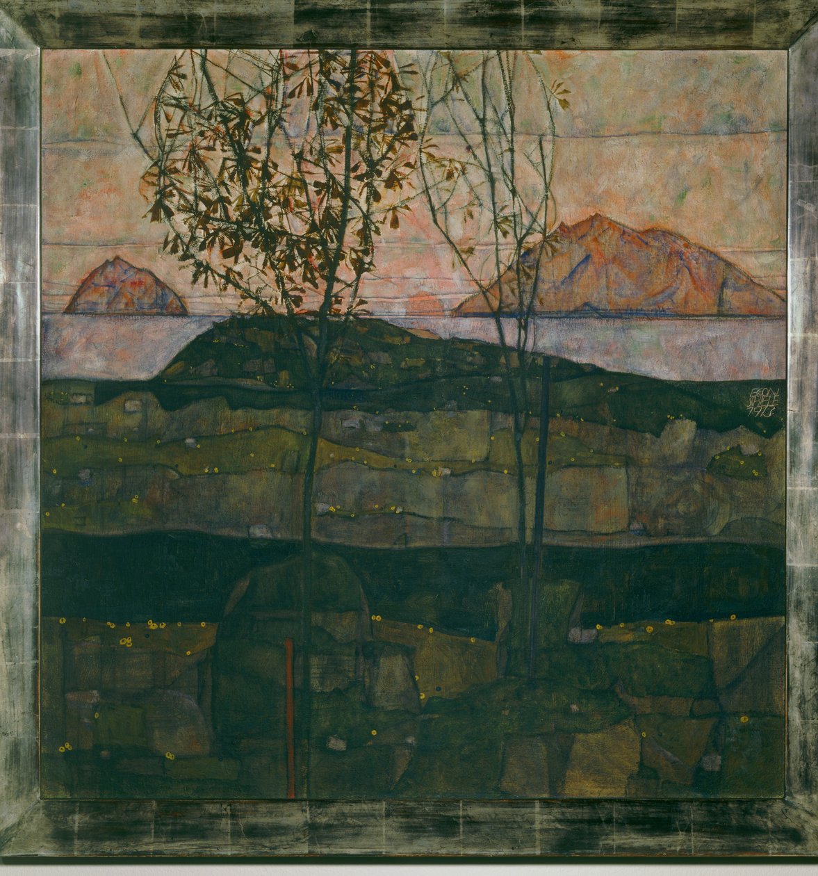 Versinkende Sonne (óleo sobre lienzo) de Egon Schiele