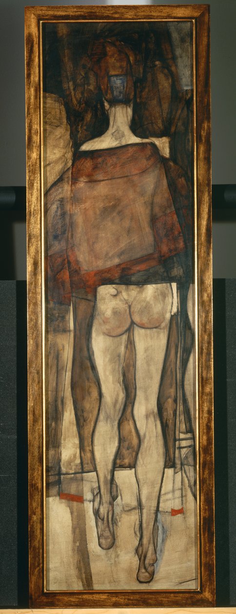 Desnudo femenino con chal, fragmento, Desnudo femenino con chal, fragmento1913 ... (óleo sobre lienzo) de Egon Schiele