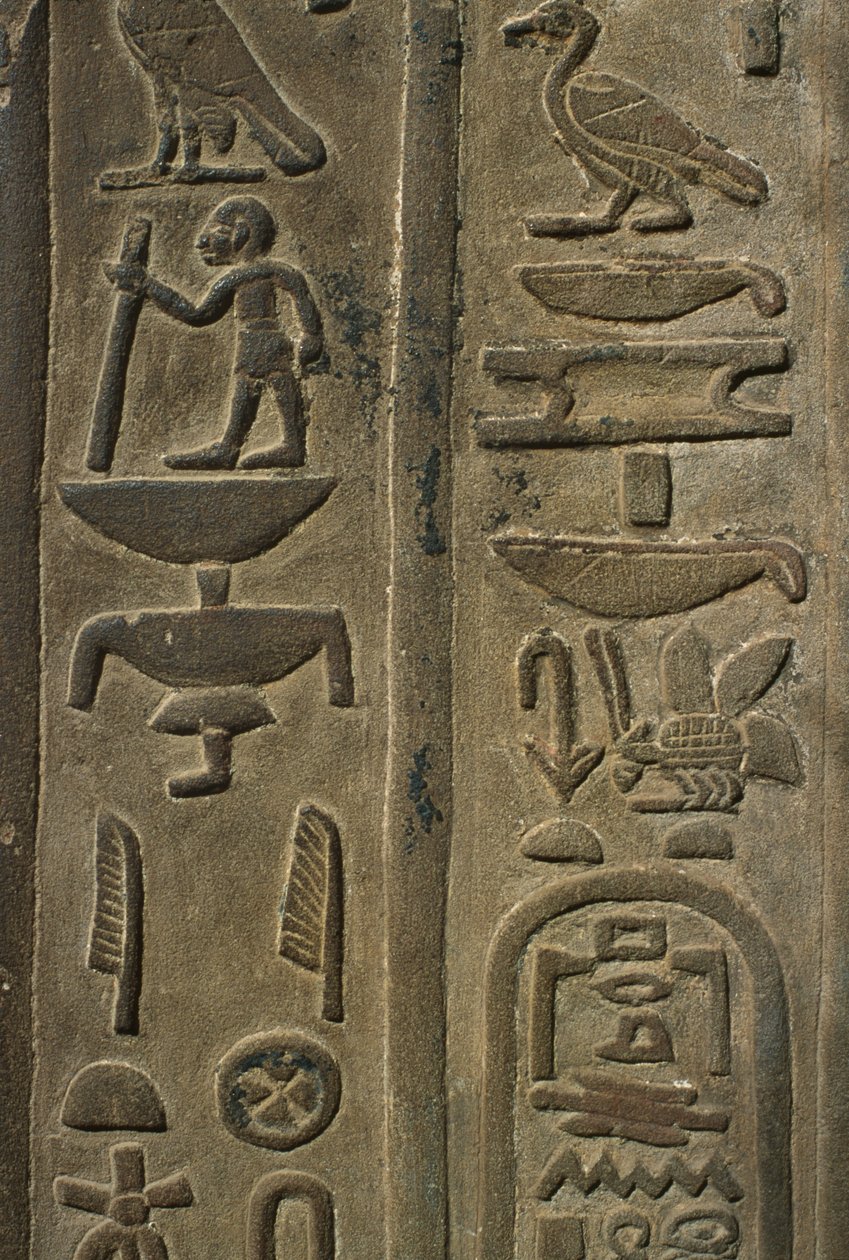 Detalle de un relieve, jeroglíficos de Egyptian