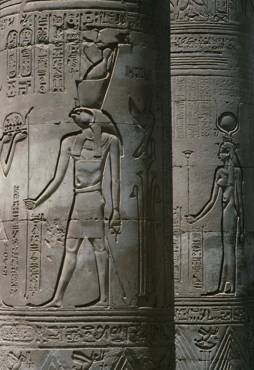 Detalle de la columnata, Templo Doble Romano y Ptolemaico de Sobek y Haroeris en el Río Nilo de Egyptian