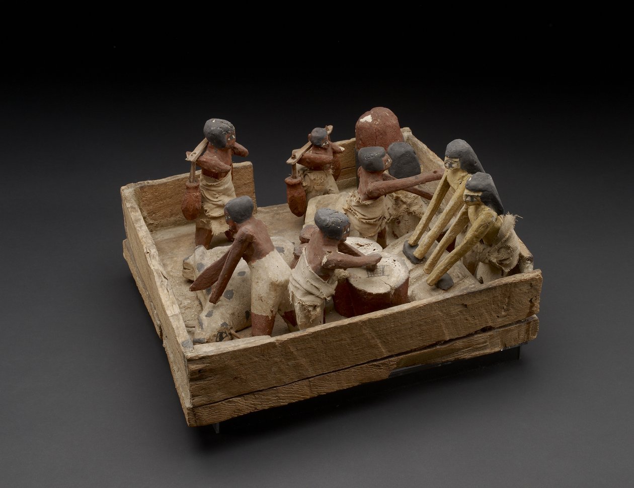 Modelo que muestra actividades de horneado, elaboración de cerveza y carnicería de Egyptian 12th Dynasty