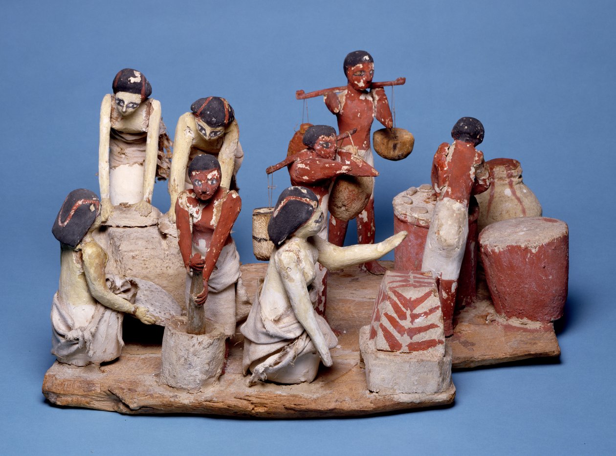 Modelo de sirvientes haciendo pan y cerveza, Reino Medio de Egyptian 12th Dynasty