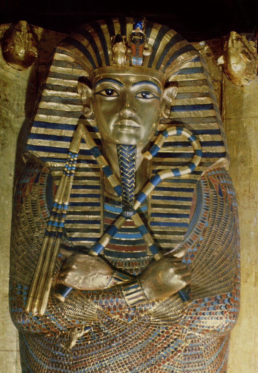 Sarcófago más interno de Tutankamón, de la tumba de Tutankamón (c.1370-1352 a.C.) Nuevo Reino (detalle) de Egyptian 18th Dynasty