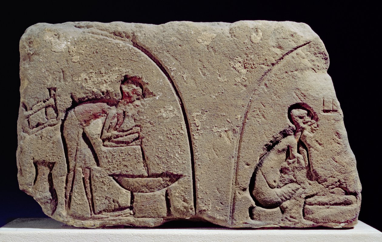 Relieve de Preparación de Alimentos, Amarna, siglo XIV a.C. (caliza) de Egyptian 18th Dynasty