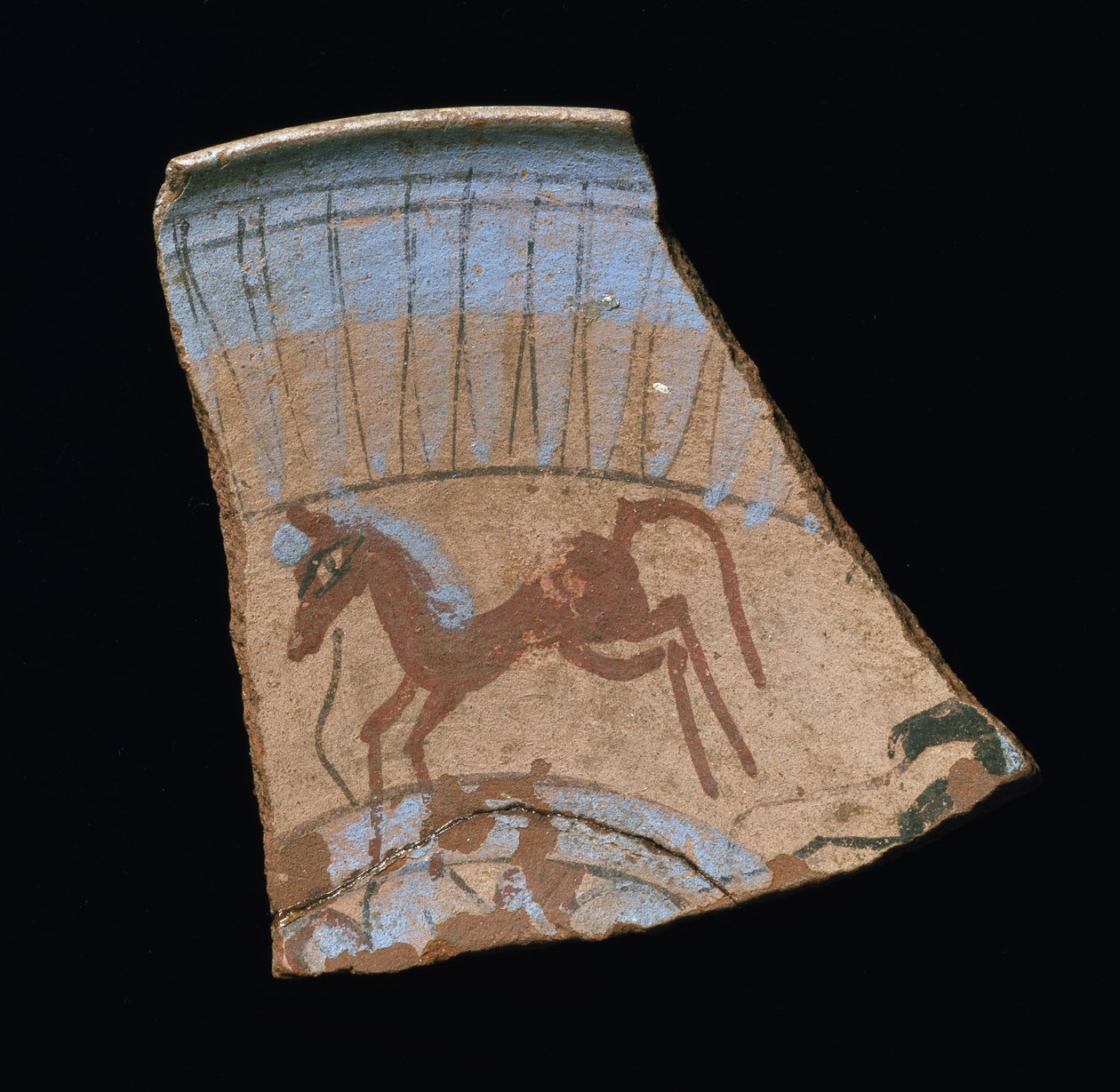 Fragmento pintado con un caballo galopando, de Tell el-Amarna, Nuevo Reino de Egyptian 18th Dynasty