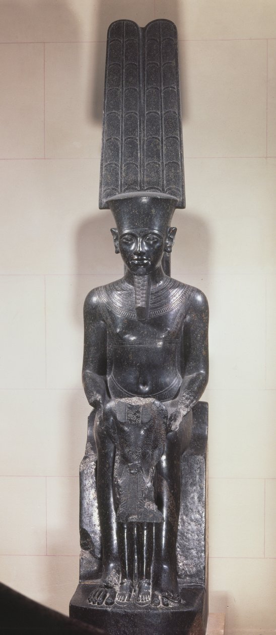 Estatua del dios Amón protegiendo a Tutankamón, Reino Nuevo, c.1336-1327 a.C. de Egyptian 18th Dynasty